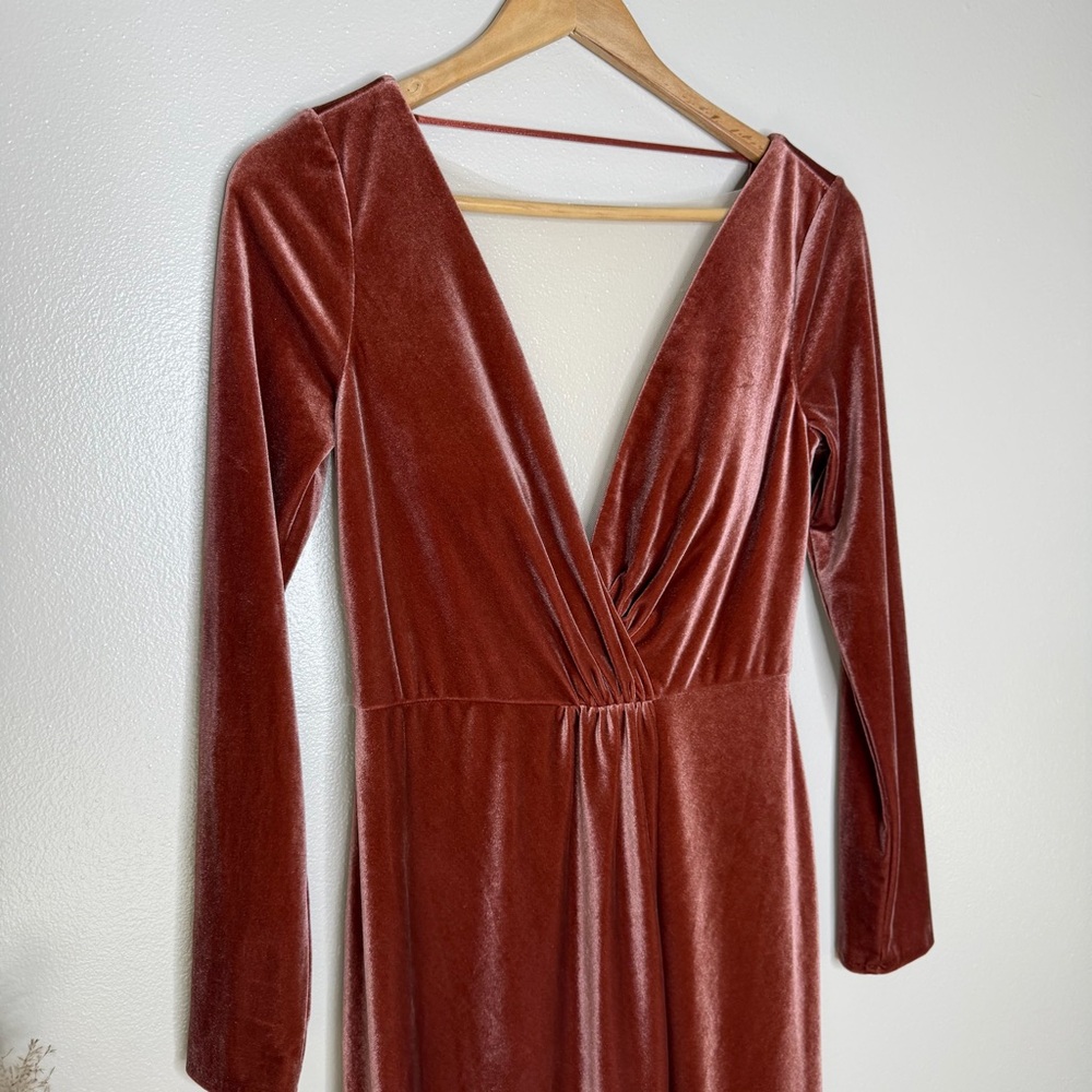 NEW‎ | Jenny Yoo Ryland Velvet V-Neck V-Back Gown/English Rose - Picture 6 of 13